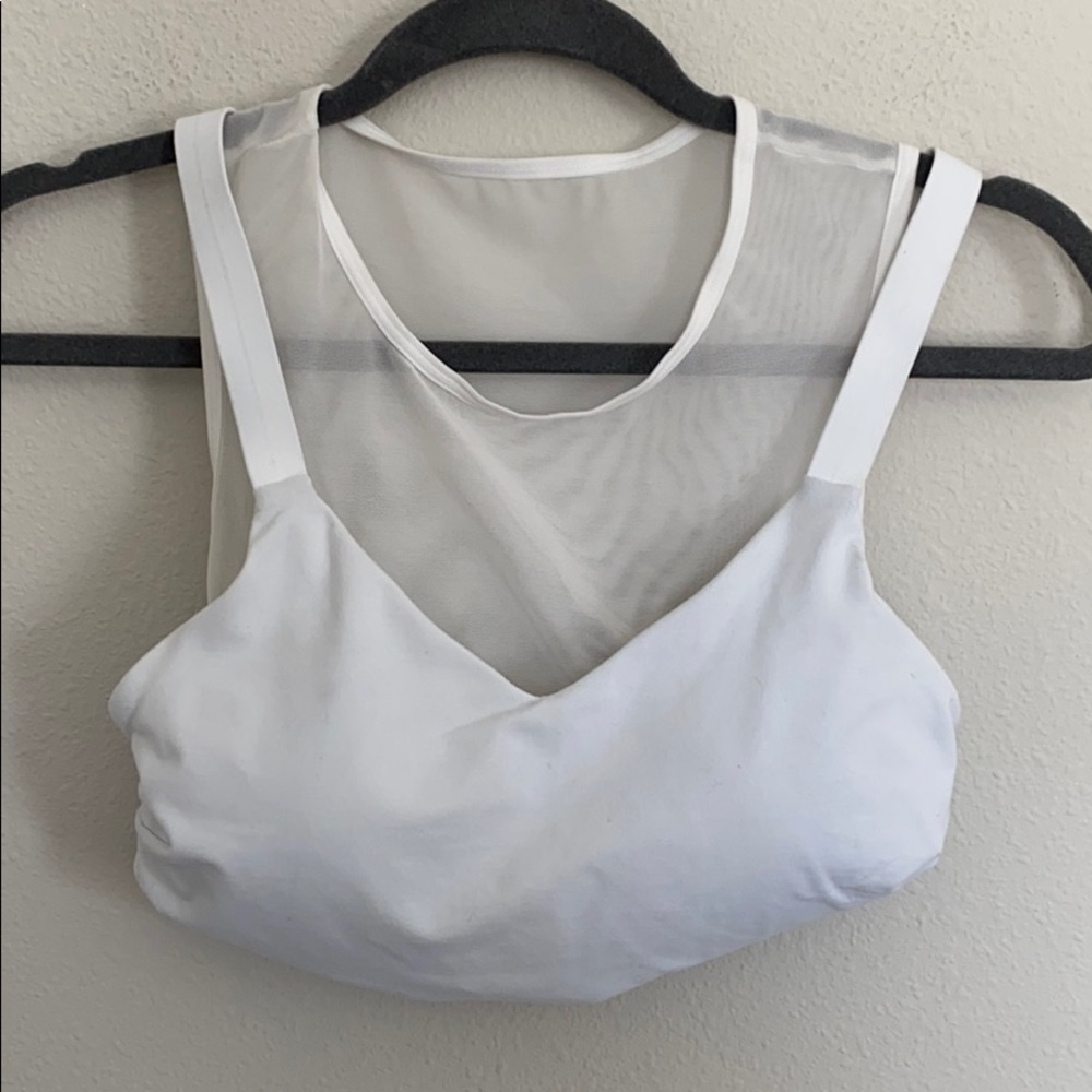 Athleta White Sports Bra Small Net design